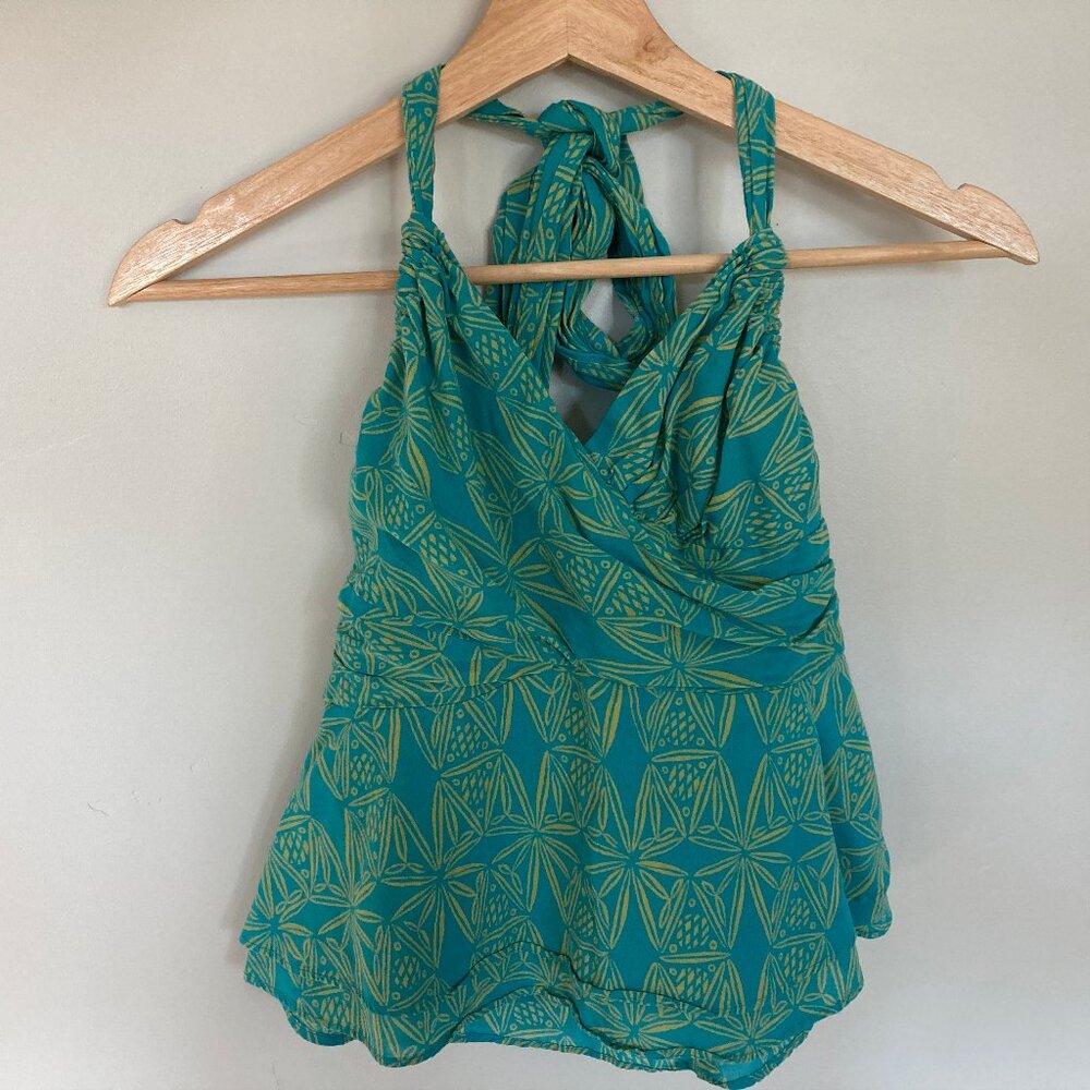 Vintage Anthropolgie halter top with abstract floral pattern